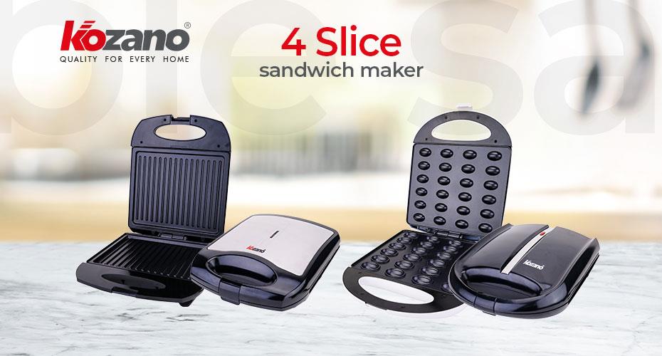 Make Perfect Sandwiches for the Whole Family with Kozano 4 Slice Sandwich Maker